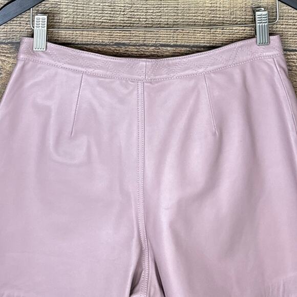 Rebecca Minkoff Mina Lambskin Leather Pleated Shorts Hydrangea Pink SZ 4 - Picture 6 of 11